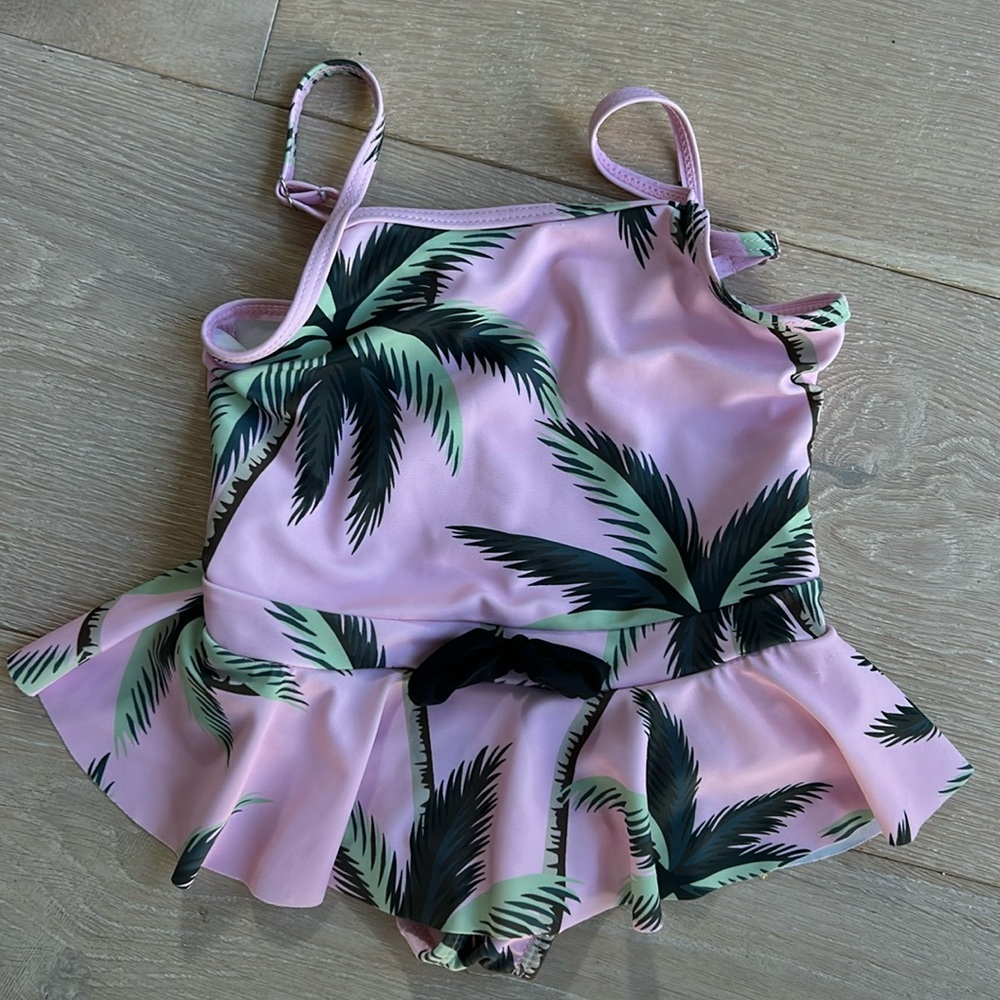 Girls One Piece Swimsuit in Palm Print